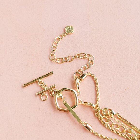 Kendra Scott - Faceted Alex Rose Quartz Gold Convertible Necklace - NEW - Picture 4 of 4